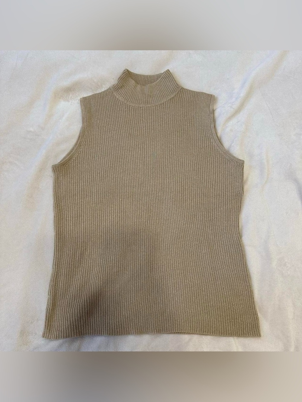 Dana Buchman Gold Sleeveless Mock Neck Sweater